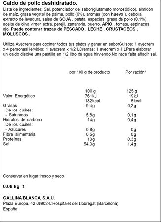 Caldo de pollo en pastillas Avecrem 8 unidades