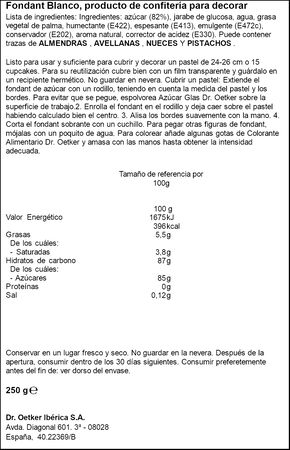 Fondant de azúcar blanco Dr Oetker 250g