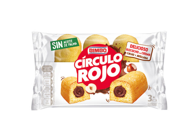 Bizcocho Círculo Rojo 3 uds relleno de chocolate