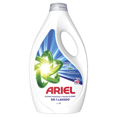 Detergente líquido Ariel 40 lavados frescor alpino elimina manchas y malos olores