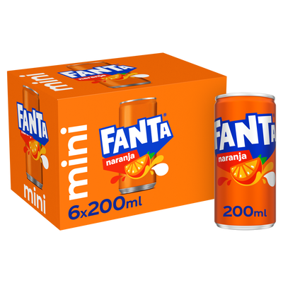 Refresco naranja Fanta mini lata 20cl pack 6