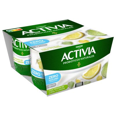 B&iacute;fidus probi&oacute;tico Activia desnatado 0% materia grasa pack 4 lima lim&oacute;n