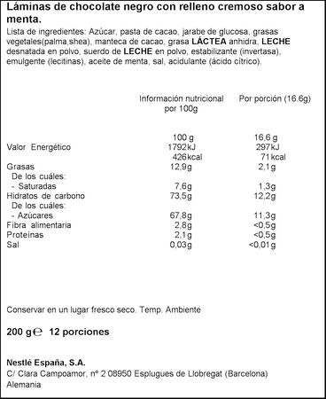 Bombón láminas After Eight 200g