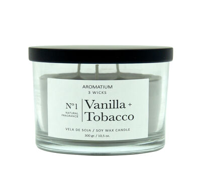 Vela de soja 3 mechas Aromatium veinilla & tobacco