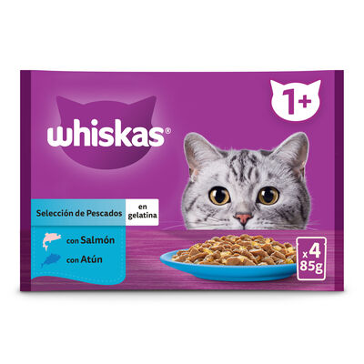 Comida para gatos de salm&oacute;n y at&uacute;n Whiskas 4x85g