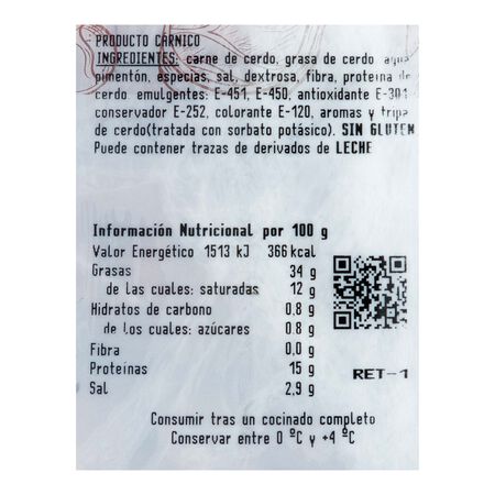 Chorizo oreado Alipende 450g aproximadamente