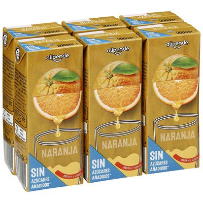 Bebida sin azúcar añadido naranja Alipende 200 ml 6 unid