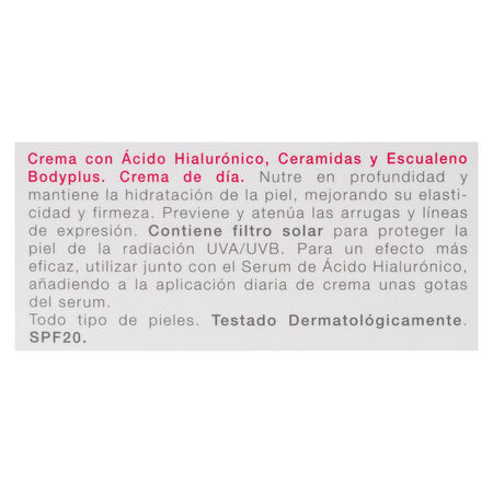 Crema día Bodyplus 50ml ácido hialurónico y ceramidas