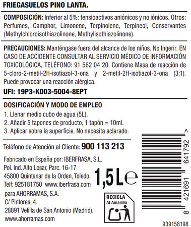 Friegasuelos Lanta 1,5l pino
