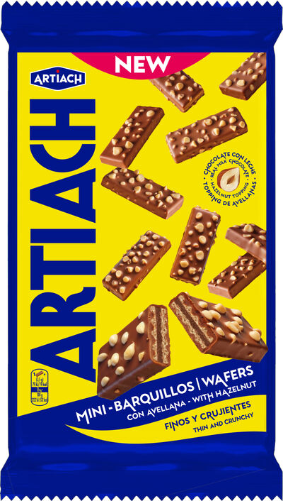 Galleta barquillo mini de chocolate con leche y avellanas Artiach 110g