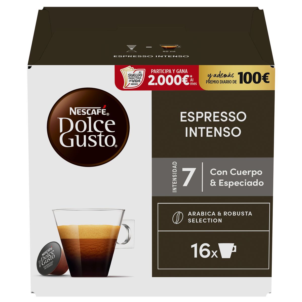 Café espresso intenso nescafé Dolce Gusto 16 cápsulas