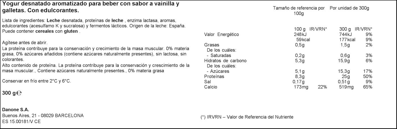 Yogur líquido proteínas Yopro 300g vainilla cookies