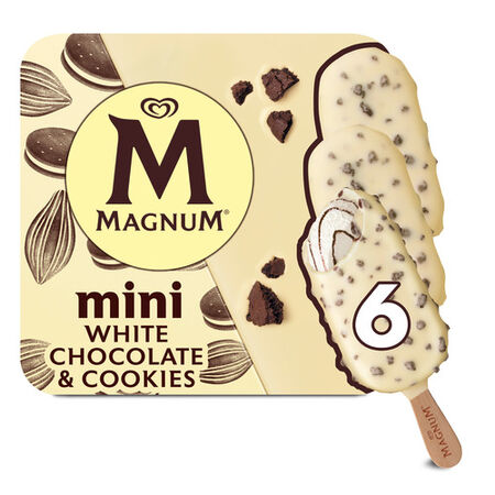 Helado bombón Magnum mini 6 uds chocolate blanco cookies