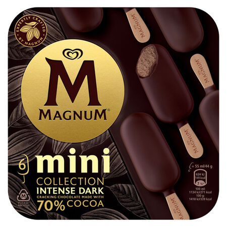 Helado bombón Magnum mini 6 uds intense dark 70%