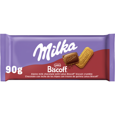 Chocolate con leche Milka y galleta lotus Biscoff 90g