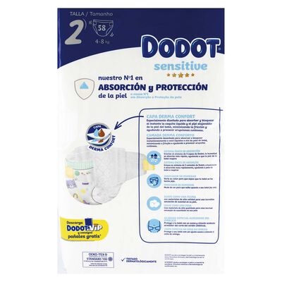 Pañal Dodot Sensitive 58 unidades talla 2