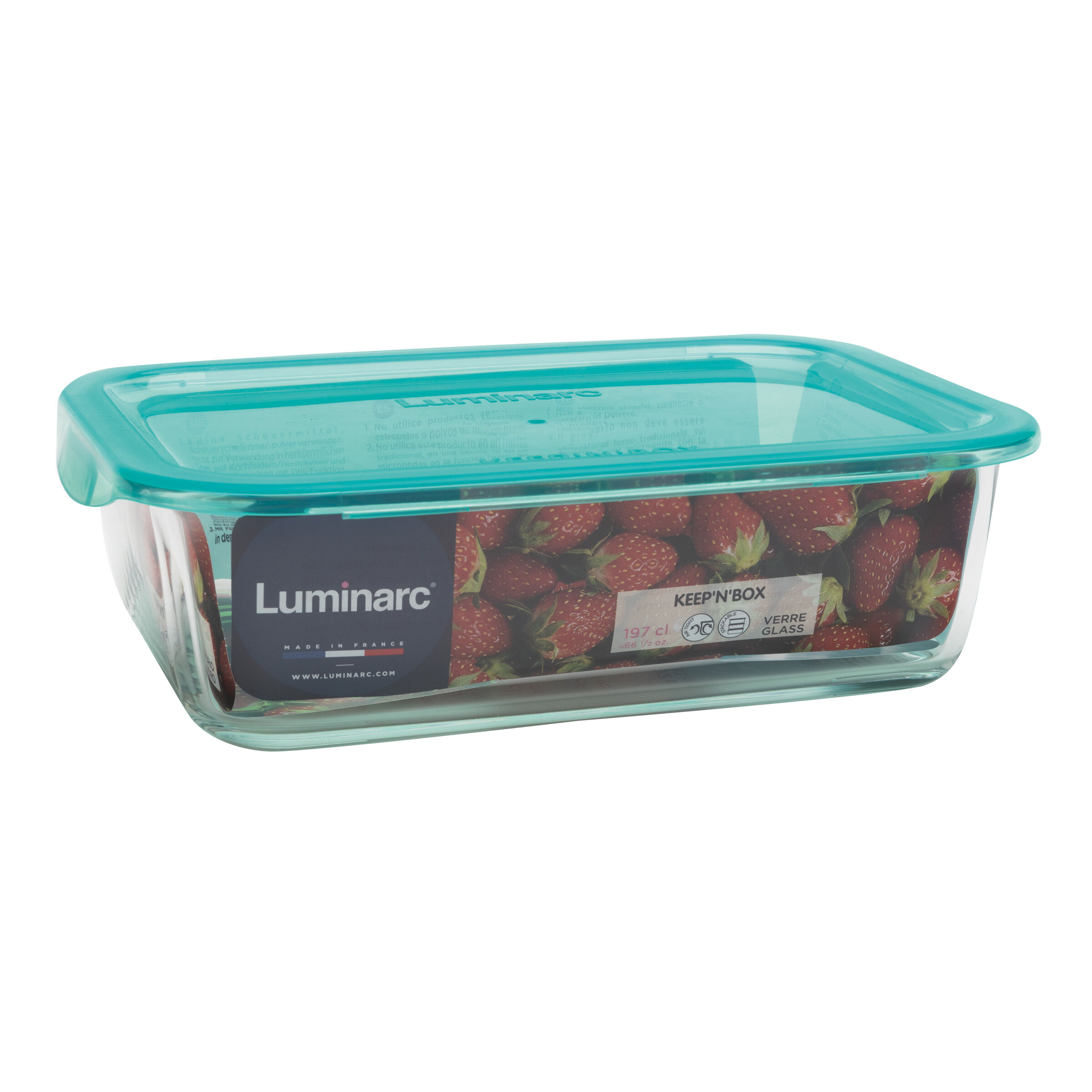 Recipiente Luminarc 197cl rectangular tapa verde