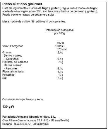 Picos r&uacute;sticos Obando 130g selecci&oacute;n gourmet