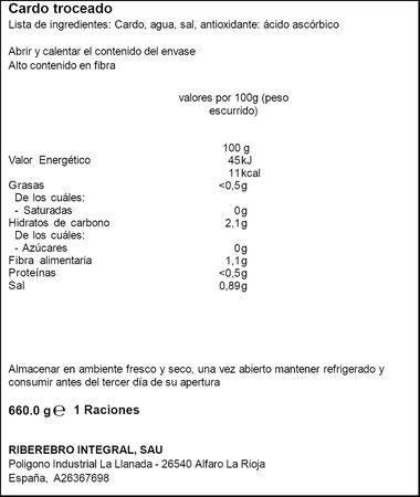 Cardo troceado de origen nacional Gutarra 400g