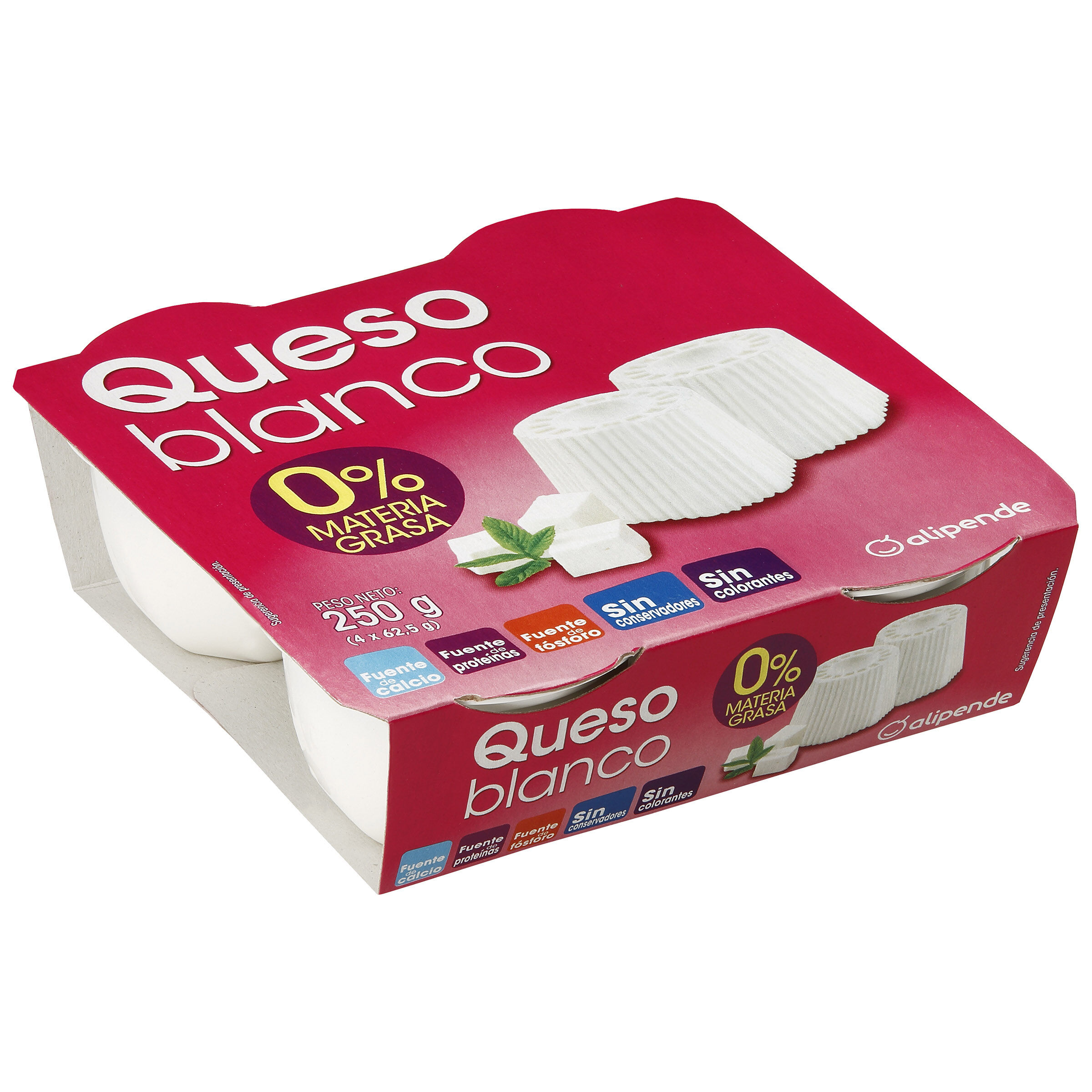 Queso blanco 0% materia grasa Alipende pack 4 uds