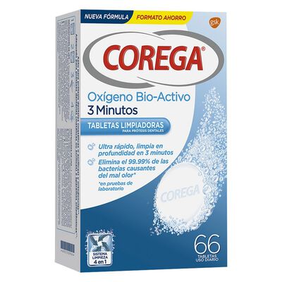 Tableta limpiadora corega 66 unidades ox&iacute;geno Bioactivo
