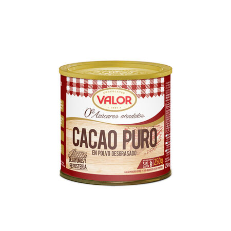 Cacao puro en polvo sin azúcar añadido Valor 250g