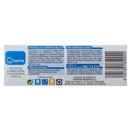 Bolsa de congelación Lanta 40 uds medianas