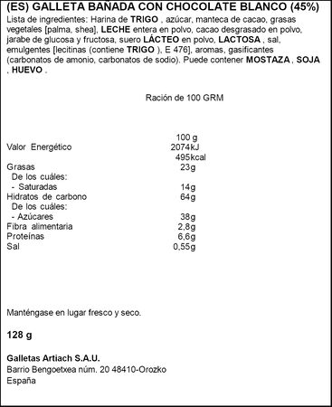 Galletas de chocolate blanco Filipinos 93g+35g