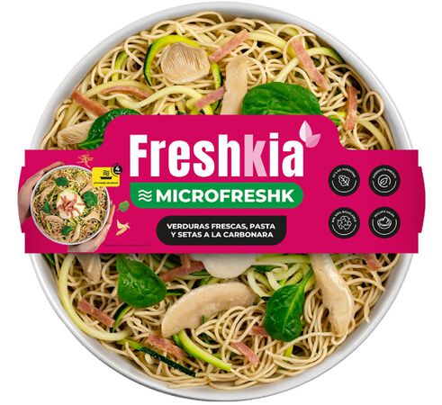 Verduras frescas, pasta y setas a la carbonara Freshkia 325g