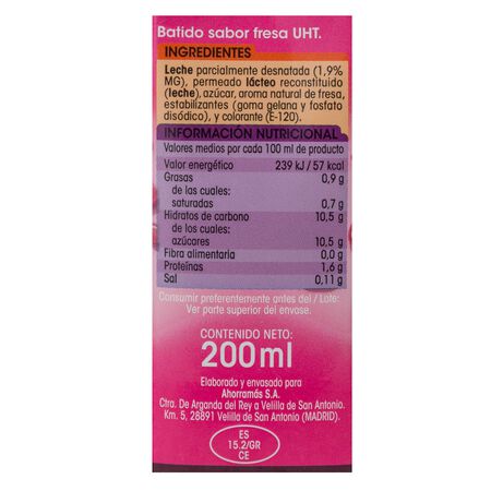 Batido Alipende 200ml pack 6 fresa