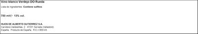 Vino blanco DO Rueda Pata Negra verdejo