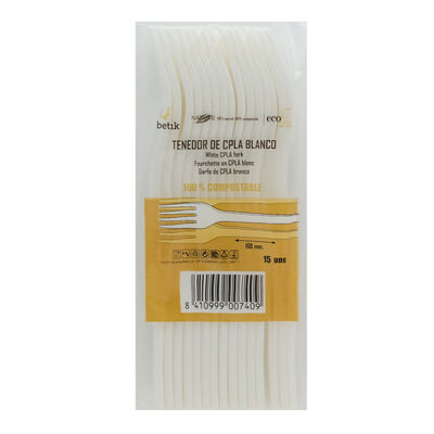 Tenedores ecológicos Betik 15 uds compostables y biodegradables en maíz
