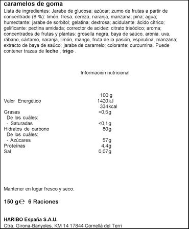 Golosinas Haribo 150g favorito recubiertos de azúcar
