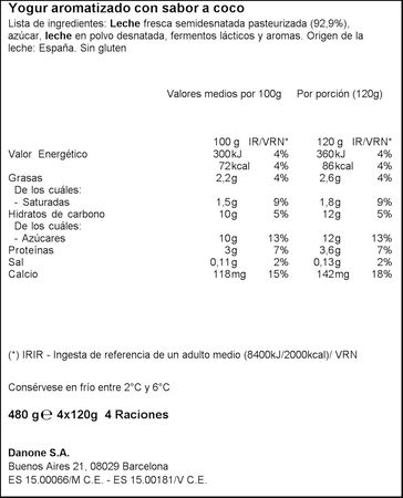 Yogur Danone pack 4 coco