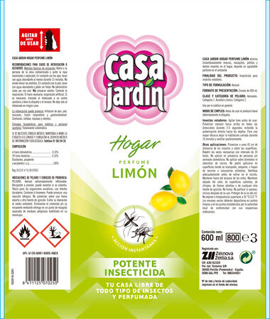 Insecticida Spray Casa Jardín 600 ml Limón