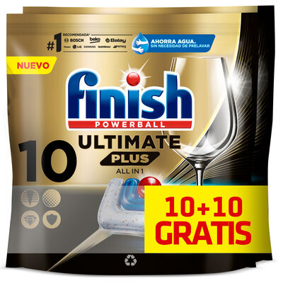 Detergente pastillas lavavajillas Finish 10 + 10 unidades Ultra Plus