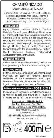 Champ&uacute; Bodyplus 400ml rizado