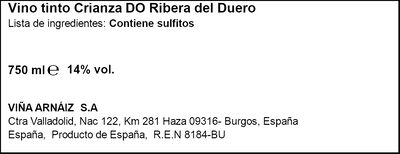 Vino tinto DO Ribera del Duero crianza Pata Negra 75cl