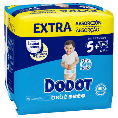 Pañales Dodot 56 unidades talla 5 (de 12-17 kg) bebé seco