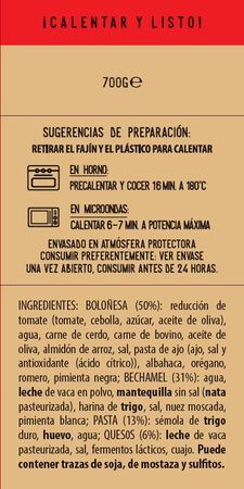 Lasaña a la boloñesa Dunany 700g