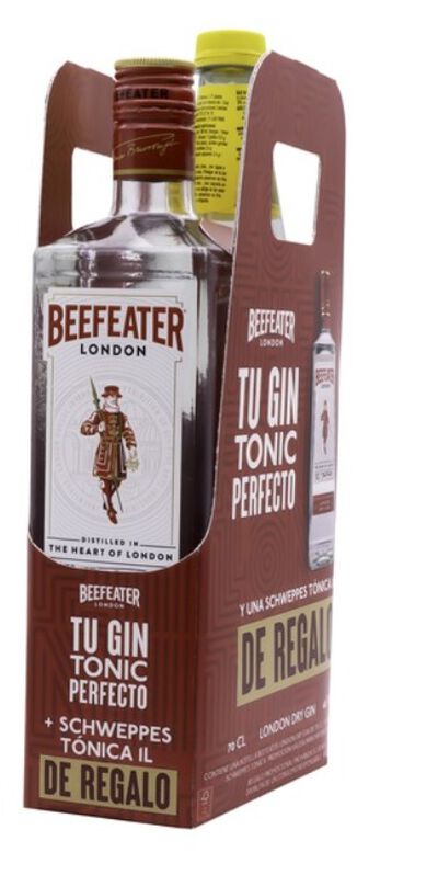 Ginebra con t&oacute;nica pack beefeater 70cl y schweppes t&oacute;nica 1l