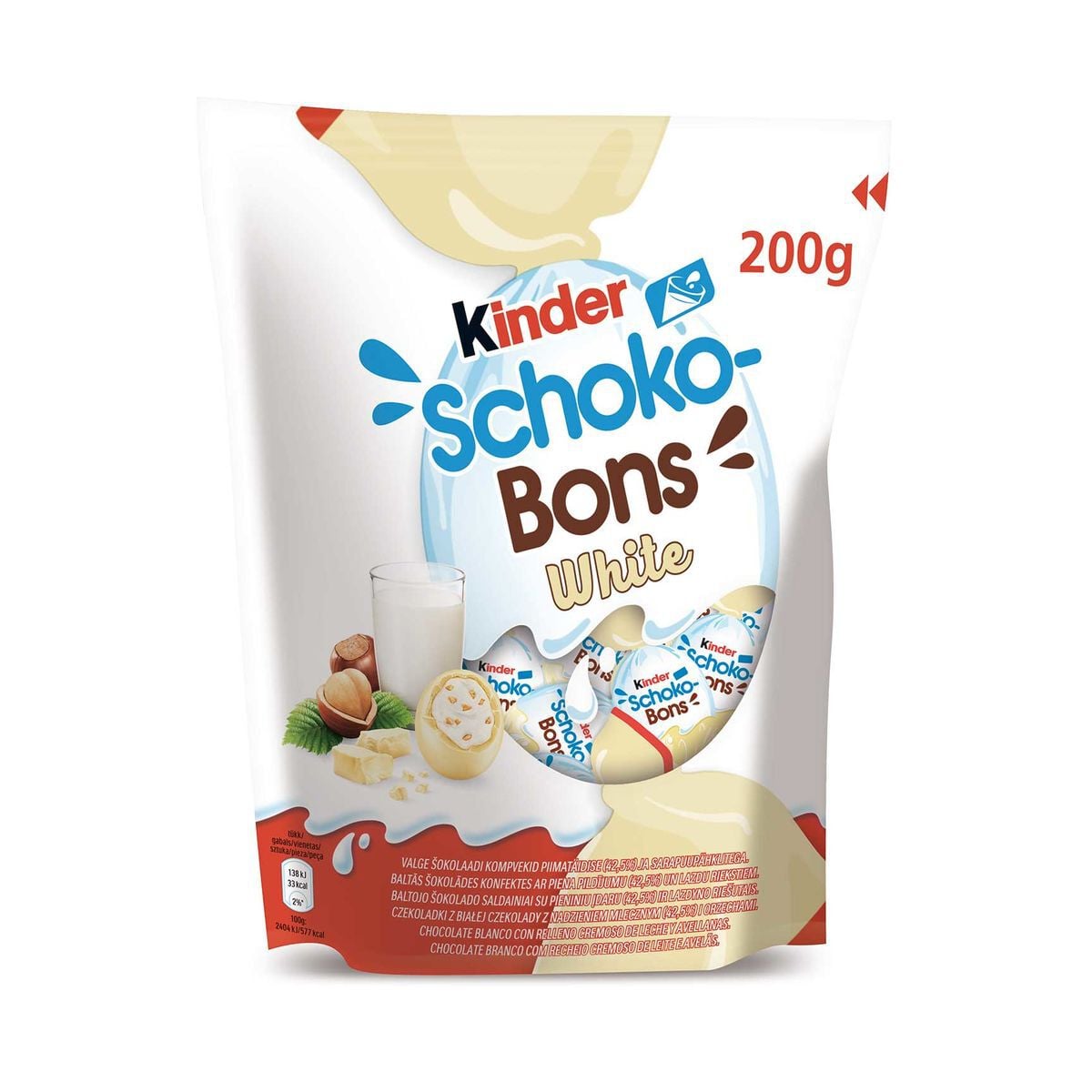 Chocolatina Kinder 200g schokobons  white