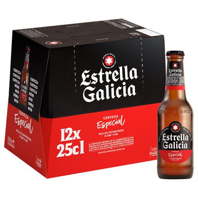 Cerveza especial ESTRELLA GALICIA, pack botellín 12x25 cl
