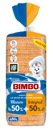 Pan molde Bimbo blanco 50% + integral 50% 480g