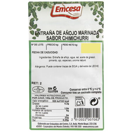 Entrañas de añojo al chimichurri 500g aproximadamente