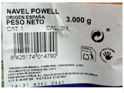 Naranja de mesa bolsa 3kg