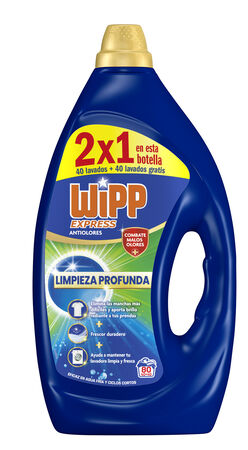 Detergente líquido con higiene y antiolor Wipp 40+40 lavados