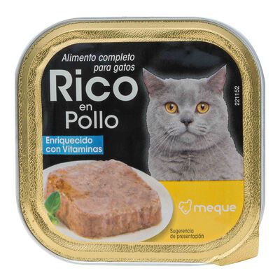Comida húmeda gato Meque tarrina rico en pollo 100g