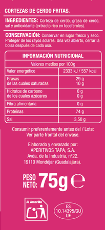 Cortezas de cerdo Alipende 75g