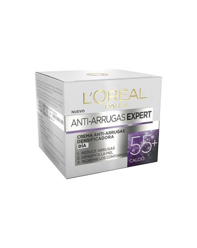 Crema facial de d&iacute;a L'Or&eacute;al 50ml expert 55 + calcio antiarrugas densificadora